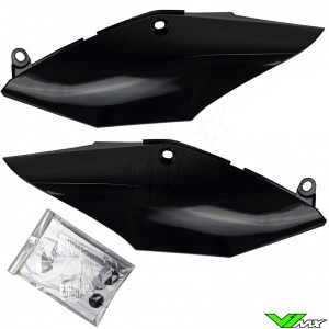 UFO Side Number Plates For Single Pipe Black - Honda CRF250R CRF250RX CRF450R CRF450RX