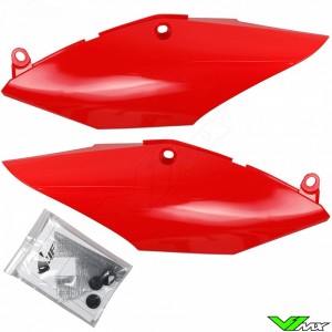 UFO Side Number Plates For Single Pipe Red - Honda CRF250R CRF250RX CRF450R CRF450RX