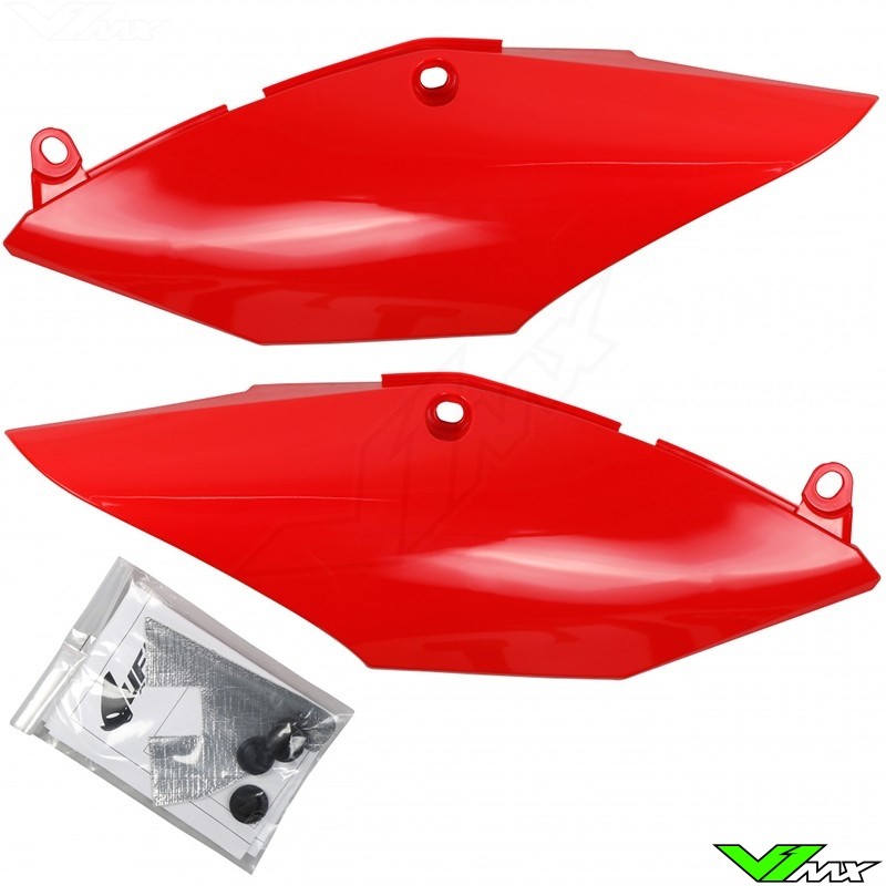 UFO Side Number Plates For Single Pipe Red - Honda CRF250R CRF250RX CRF450R CRF450RX