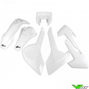 UFO Plastic Kit with Headlight Plastic White - Husqvarna FE250 FE350 FE450 TE250 TE300 TX125 TX300