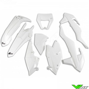 UFO Plastic Kit with Headlight Plastic White - KTM 250EXC 250EXC-F 300EXC 350EXC-F 450EXC 500EXC