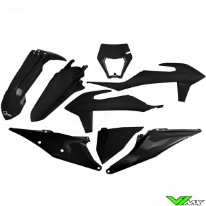 UFO Plastic Kit with Headlight Plastic Black - KTM 150EXC 250EXC 250EXC-F 300EXC 350EXC-F 450EXC 500EXC