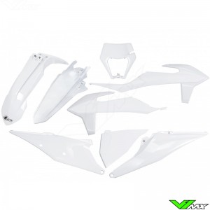 UFO Plastic Kit with Headlight Plastic White - KTM 150EXC 250EXC 250EXC-F 300EXC 350EXC-F 450EXC 500EXC