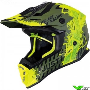 Just1 J38 Motocross Helmet - Army / Fluo Yellow