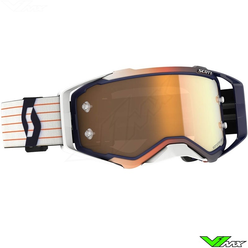 Scott Prospect Amplifier Gold Chrome Lens Motocross Goggle - Blue / White