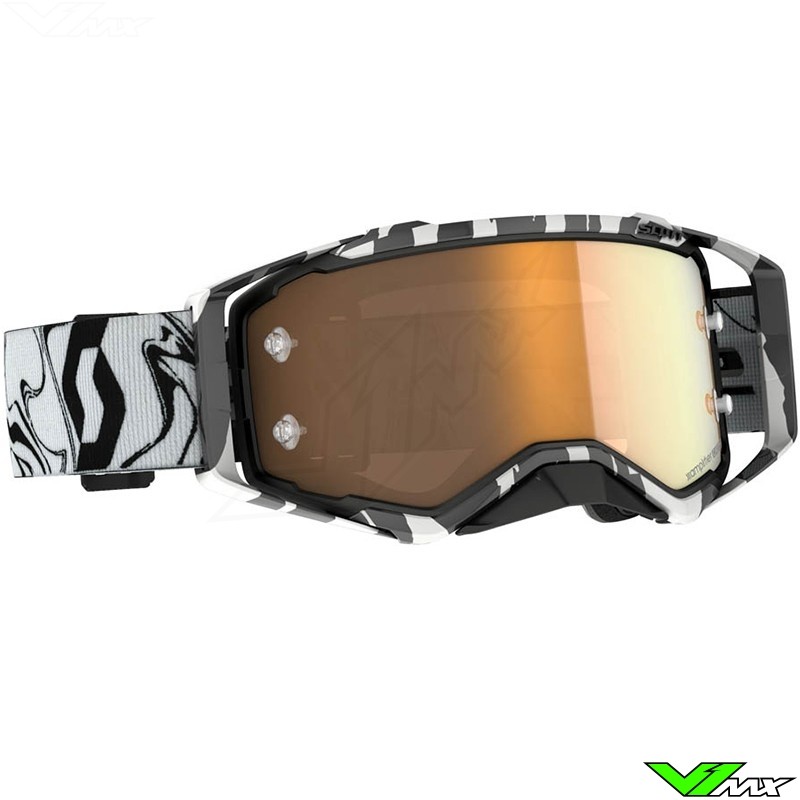 Scott Prospect Amplifier Gold Chrome Lens Motocross Goggle - Black / White