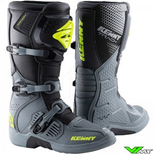 Kenny Track Motocross Boots - Grey / Fluo Yellow