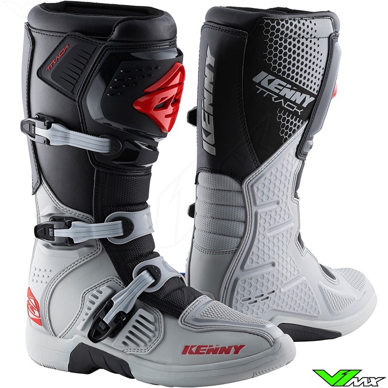 Kenny Track Motocross Boots - Grey / Red