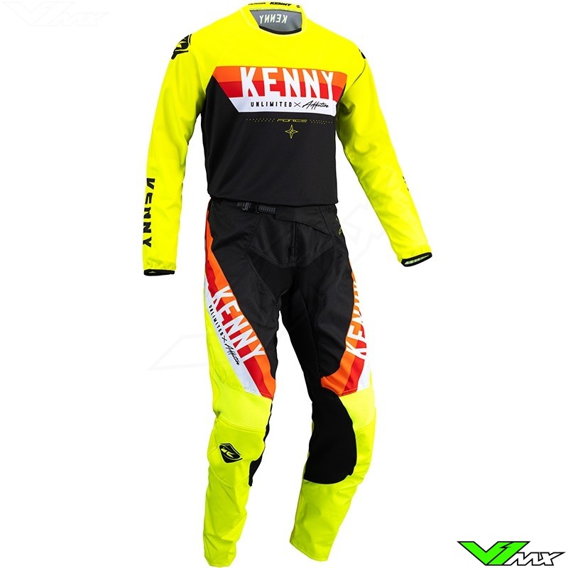 Kenny Track Force 2022 Motocross Gear Combo - Fluo Yellow