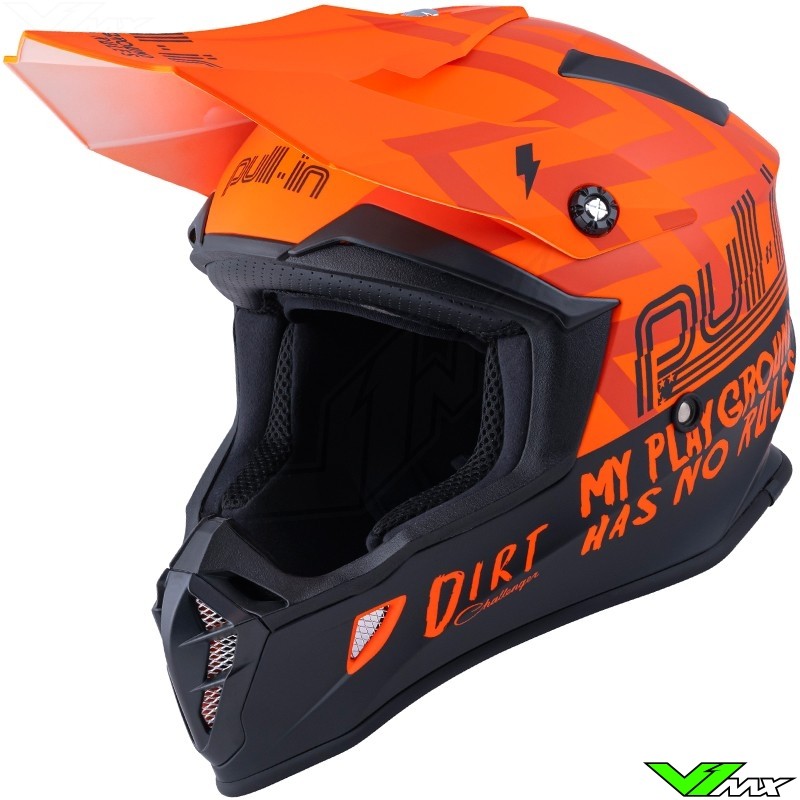 Pull In Dirt Motocross Helmet - Orange (L, 59-60cm)