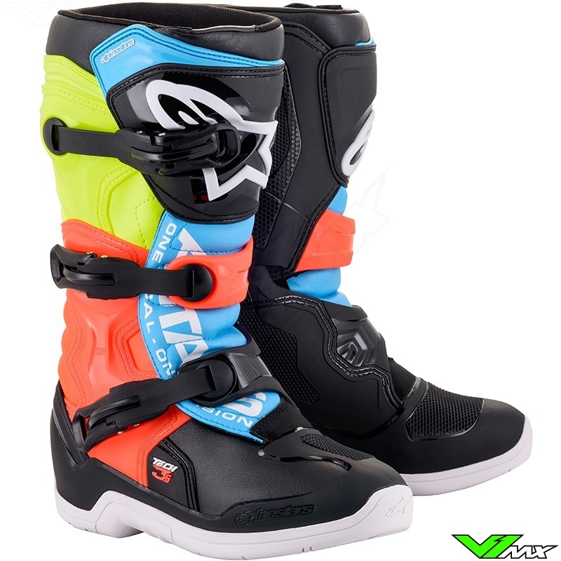 Alpinestars Tech 3s Kinder Crosslaarzen - Fluo Geel / Fluo Rood