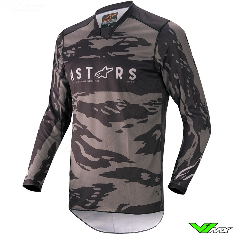 Alpinestars Racer Tactical 2022 Cross shirt - Zwart / Grijs / Camo