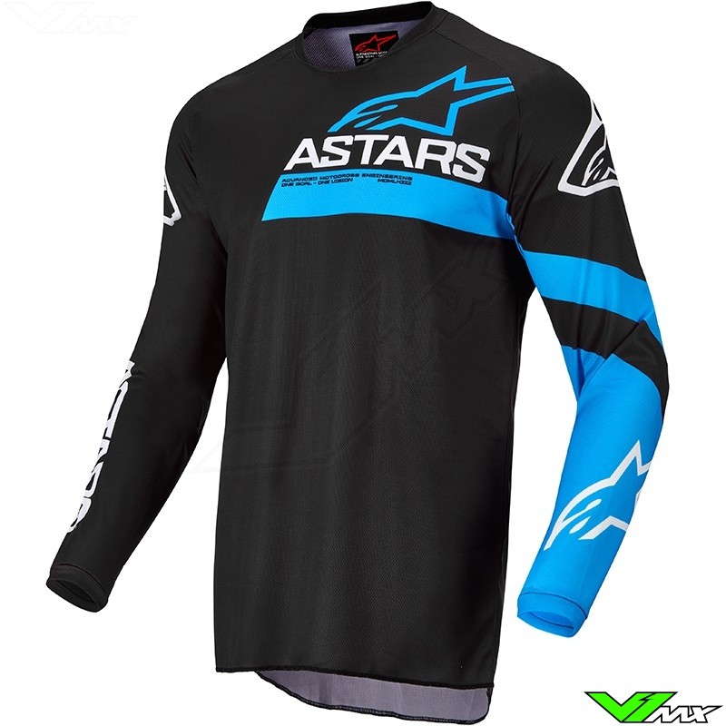 Alpinestars Fluid Chaser 2022 Cross shirt - Zwart / Fluo Blauw (XXL)