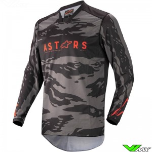 Alpinestars Racer Tactical 2022 Youth Motocross Jersey - Black / Fluo Red / Camo