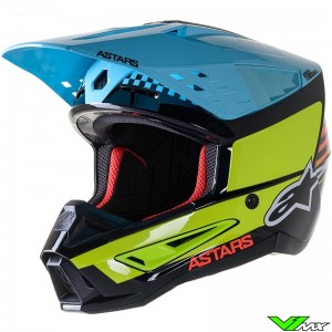 Alpinestars S-M5 Speed Motocross Helmet - Fluo Yellow / Light Blue