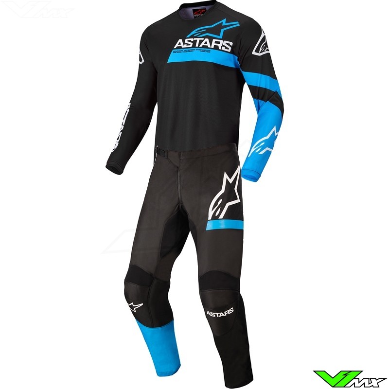 Alpinestars Fluid Chaser Motocross Gear Combo - Black / Fluo Blue (40/XXL)