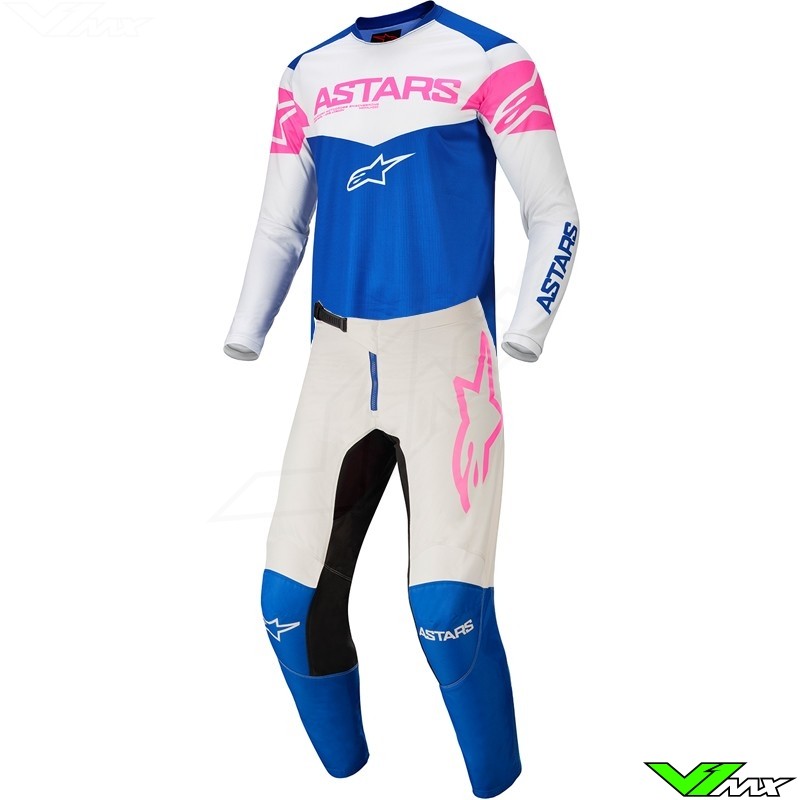 Alpinestars Fluid Tripple Motocross Gear Combo - Blue / Fluo Pink (32/M/L/XL)