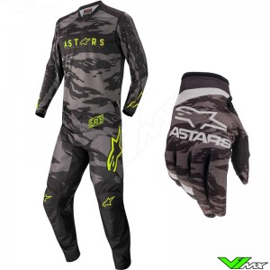 Alpinestars Racer Tactical 2022 Kinder Crosspak - Zwart / Fluo Geel / Camo