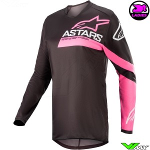 Alpinestars Fluid Chaser Stella 2022 Women Motocross Jersey - Black / Fluo Pink