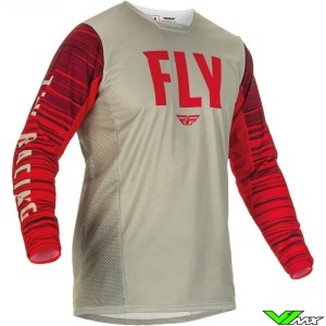 Fly Racing Kinetic Wave 2022 Motocross Jersey - Light Grey / Red
