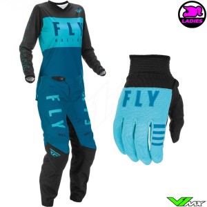 Fly Racing F-16 2022 Woman Motocross Gear Combo - Aqua / Dark Teal