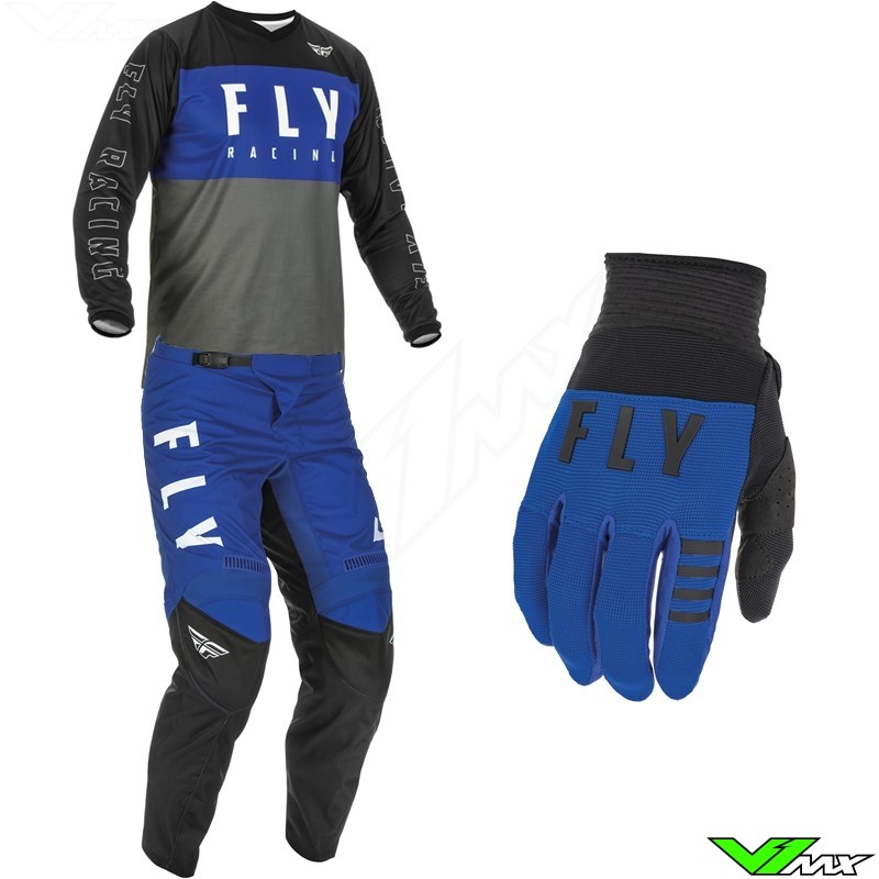 Fly Racing Youth F-16 Motocross Pants/Jersey Set Blue/black/Hi-Vis 20W Pants/Youth Small Jersey 