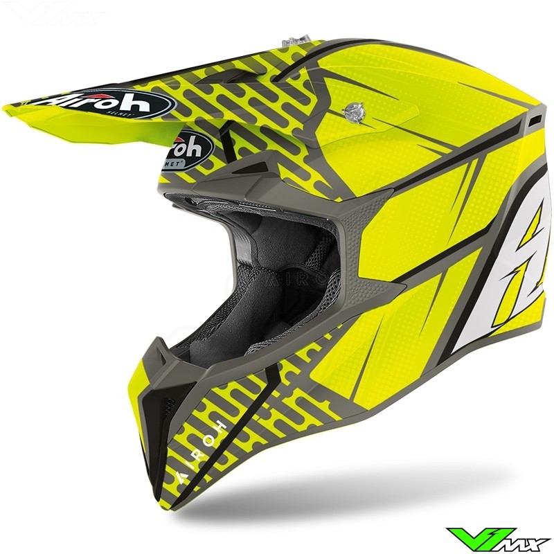 Airoh Wraap Idol Motocross Helmet - Fluo Yellow / Grey