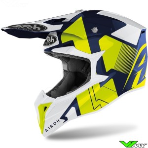 Airoh Wraap Raze Motocross Helmet - Blue / Fluo Yellow