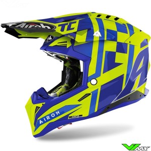 Airoh Aviator 3 TC21 Motocross Helmet - Fluo Yellow / Blue