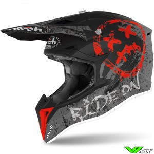 Airoh Wraap Smile Youth Motocross Helmet - Black / Red