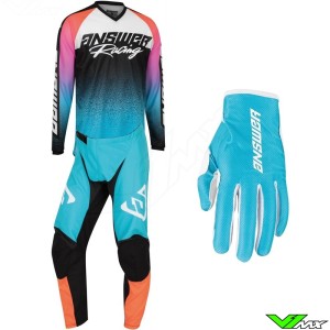 Answer Syncron Prism 2022 Motocross Gear Combo - Astana / Rhodamine / Hyper Orange