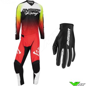 Answer Syncron Prism 2022 Motocross Gear Combo - Red / Hyper Acid / White