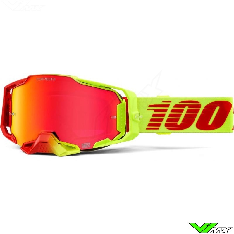 100% Armega Solaris Motocross Goggle - Hiper Red Mirror Lens