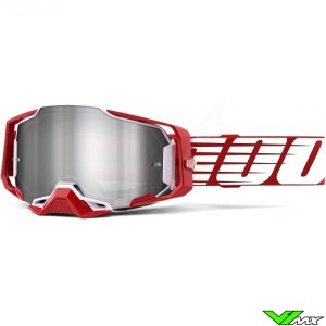 100% Armega Oversized Crossbril - Diep Rood / Hiper Zilver spiegellens