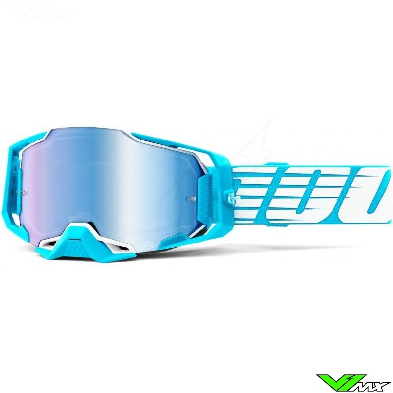 100% Armega Oversized Crossbril - Sky / Blauwe spiegellens