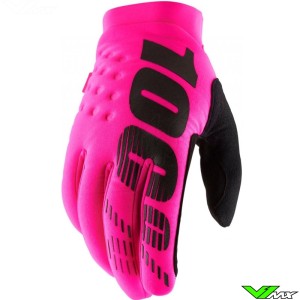 100% Brisker 2022 Motocross Gloves - Fluo Pink