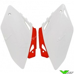 Rtech Side Number Plates White / Red - Honda CRF450R
