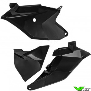 UFO Side Number Plates with Airbox Cover Black - GasGas MC85