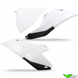 UFO Side Number Plates with Airbox Cover White - GasGas