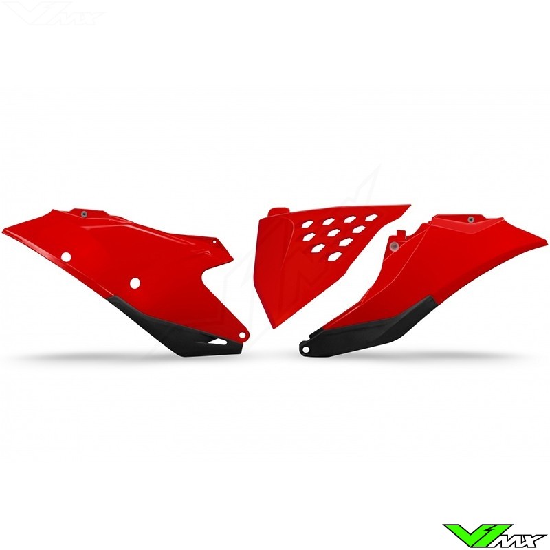 UFO Side Number Plates with Vented Airbox Cover Red - GasGas
