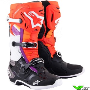 Alpinestars Tech 10 Motocross Boots - Fluo Red / Fluo Orange / Purple