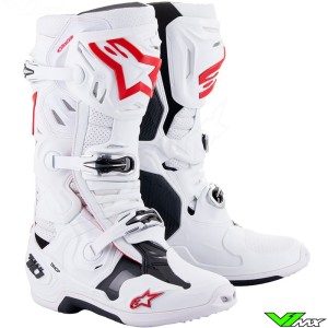Alpinestars Tech 10 Supervented Motocross Boots - White / Bright Red