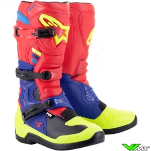 Alpinestars Tech 3 Motocross Boots - Bright Red / Dark Blue / Fluo Yellow