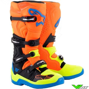 Alpinestars Tech 5 Motocross Boots - Enamel Blue / Fluo Orange / Fluo Yellow