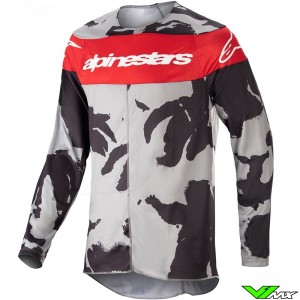Alpinestars Racer Tactical 2023 Motocross Jersey - Grey / Camo / Mars Red