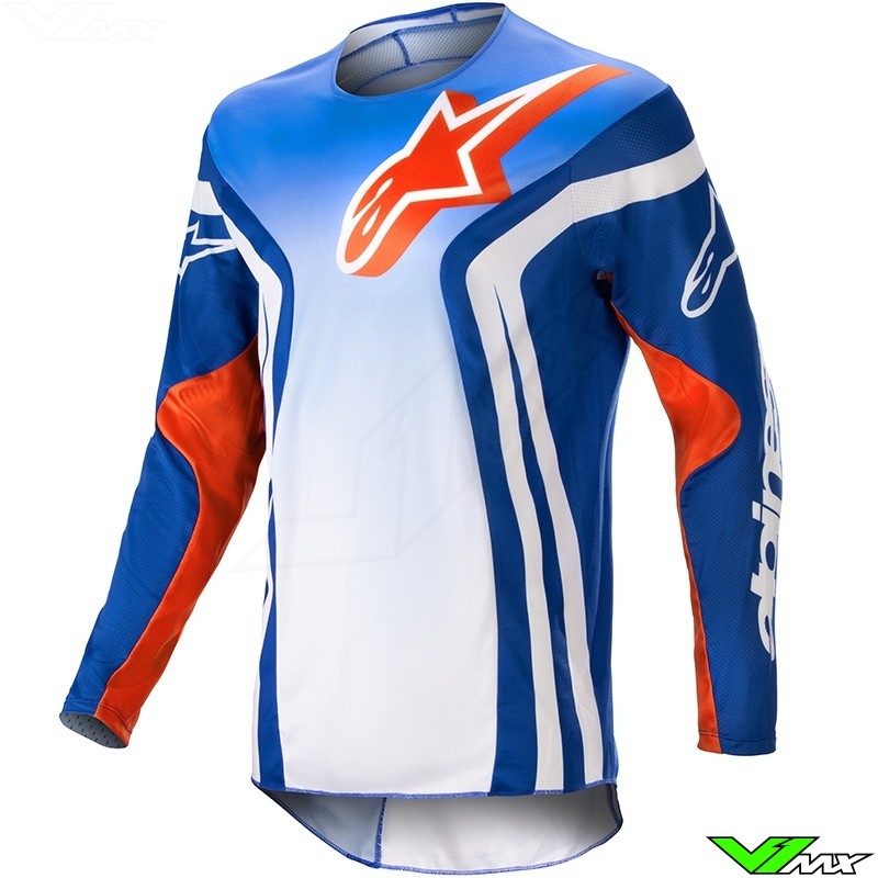 Alpinestars Racer Semi 2023 Cross shirt - Blauw / Hot Oranje (L/XXL)