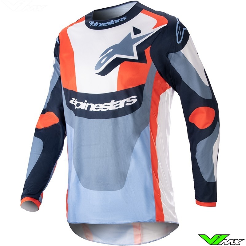 Alpinestars Fluid Agent 2023 Motocross Jersey - Night Navy / Hot Orange