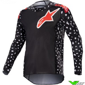 Alpinestars Racer North 2023 Kinder Cross Shirt - Zwart / Neon Rood