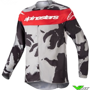Alpinestars Racer Tactical 2023 Youth Motocross Jersey - Grey / Camo / Mars Red