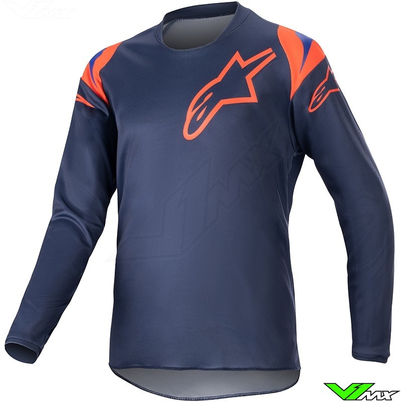 houding Oppositie Graan Alpinestars Racer Narin 2023 Kinder Cross Shirt - Night Navy / Hot Oranje